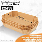 Air Fryer Disposable Paper Liners for Ninja Foodi DZ201 DZ401 FG551, 125 Pcs Rectanglar Parchment Cooking Oil-proof Liner for Airfryer, Microwave Oven, Frying Pan, Fryers Filters Sheets Baking Basket
