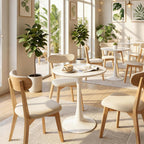 Round Dining Table, 27.6" Circle Tulip Table with Thickened Tabletop & Metal Pedestal, Mid Century Modern Bistro Table for Kitchen, Small Places, Living Room, Cafe (White)