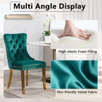 Round Glass Dining Table Set,36'' Glass Kitchen Dining Table Set for 2 4,5-Piece Glass Dinner Table Set with Golden Metal Legs and Velvet Chair Set for Kitchen (Green Chairs3, 36'' Table + 4 Chairs)