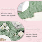 Sage Green Table Runner, 10Ft 120in Cheesecloth Table Runner, Gauze Rustic Cheese Cloth Table Runners for Wedding, Party, Baby Shower, Boho Table Runners for Christmas Thanksgiving Halloween Easter