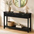 Lulive Fluted Console Table, 51 Inch Entryway Table with 3 Drawers | Scandi farmhouse look with quiet full-extension slides, open lower shelf, profile for hallway, entry, foyer or behind sofa.