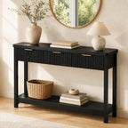 Lulive Fluted Console Table, 51 Inch Entryway Table with 3 Drawers | Scandi farmhouse look with quiet full-extension slides, open lower shelf, profile for hallway, entry, foyer or behind sofa.