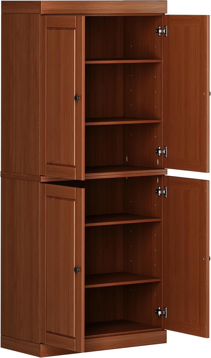 Palace Imports Solid Wood Kitchen Pantry Cabinet - 71.5" Tall x 32" Wide - Wooden Storage Cabinet with 4 Doors & Adjustable Shelves, Mocha, 100% Renewable Eco-Friendly Wood, Made in Brazil