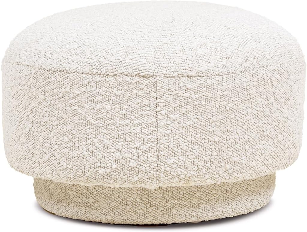 15" Small Foot Stool Ottoman Cute Foot Rest Round Mushroom Ottomans Modern Boucle Footstool Shoe Stool for Couch for Living Room Bedroom Entrance Beige