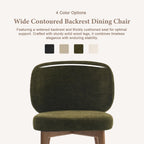 YOUNUOKE Single Dining Chair Modern Dining Room Chair Green | Upholstered Chenille Fabric Kitchen Chair, Widen Curved Backrest Comfy Side Accent Chairs with Wide Padded, Wood Legs