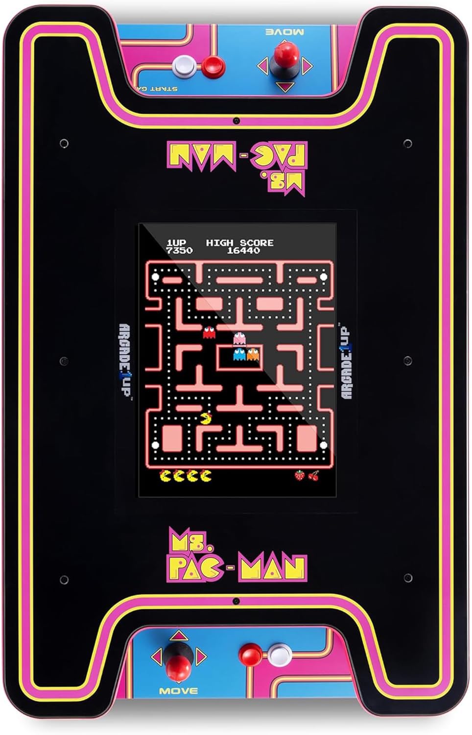 Arcade1Up Ms. PAC-MAN Head-to-Head Arcade Table, 12 Classic Games | Retro Home Arcade Machine with Light-Up Control Deck & Real-Feel Joysticks