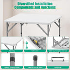 34'' Square Folding Card Table 2 Pcs,Dining Table with Handle & Safety Lock | Fold-in-Half, Portable, Heavy Duty HDPE, Foldable Plastic Table for Camping Picnic Party Event, White