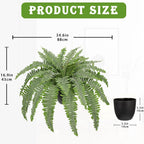 Artificial Fern Plants in Pot 34.6" Large Artificial Boston Fern 39 Leaves for Outdoors & Indoor Faux Potted Plant Fake Ferns Bush Plant for Patio Garden Farmhouse Porch Home Decor Dusty Green