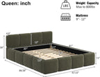 Merax Queen Linen Blend Platform Bed, Thick Headboard and Footboard, Green