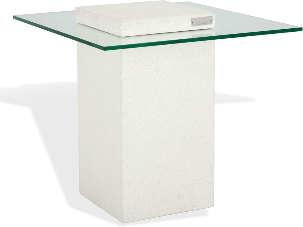 SAFAVIEH Couture Collection - Sophibeth Ivory Concrete and Glass Accent Table, Contemporary Modern Side Table, Sculptural Display Design (SFV2610A)