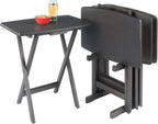 WINSOME Dorian Oversized Snack Table Set, Oyster Gray (Brown Base) (replace color may vary)., 23.62 x 15.75 x 25.51, 5pc