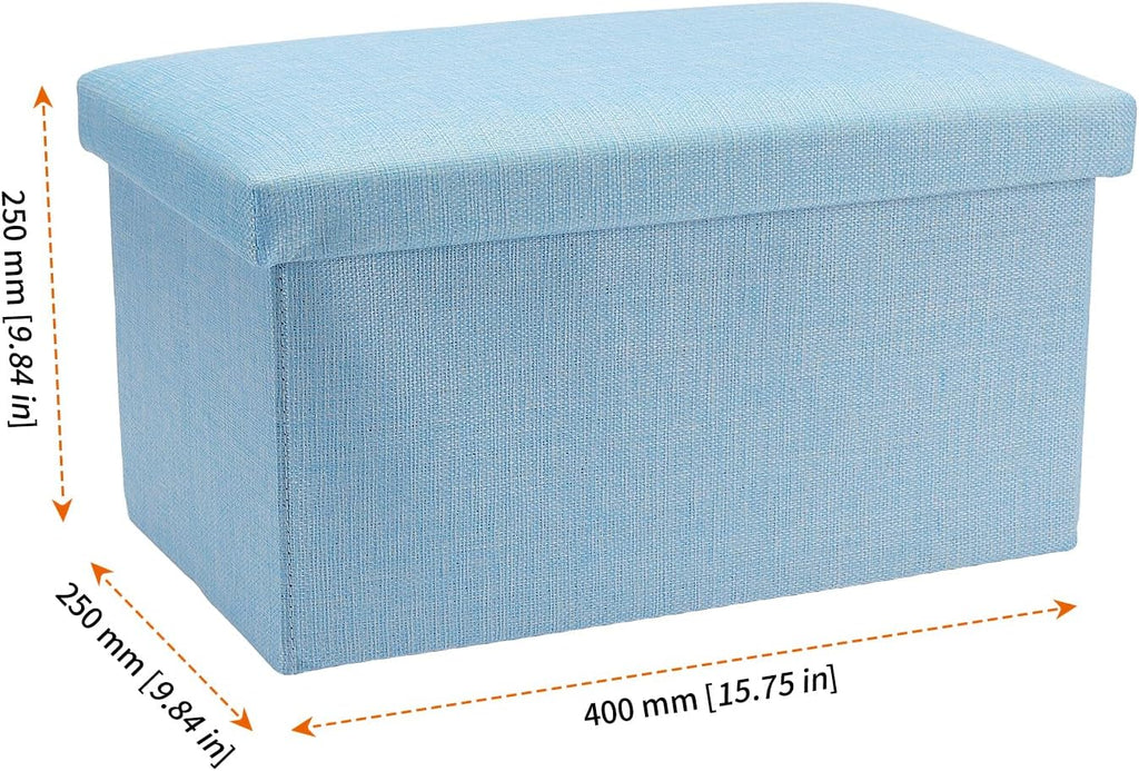 HOZEON 3 Pack 15.7 x 9.8 x 9.11 Inches Folding Storage Ottoman, Blue Rectangle Footrest Seat, Multifunctional Foot Stool for Living Room, Office, Traveling, Fishing, Camping