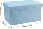 HOZEON 3 Pack 15.7 x 9.8 x 9.11 Inches Folding Storage Ottoman, Blue Rectangle Footrest Seat, Multifunctional Foot Stool for Living Room, Office, Traveling, Fishing, Camping