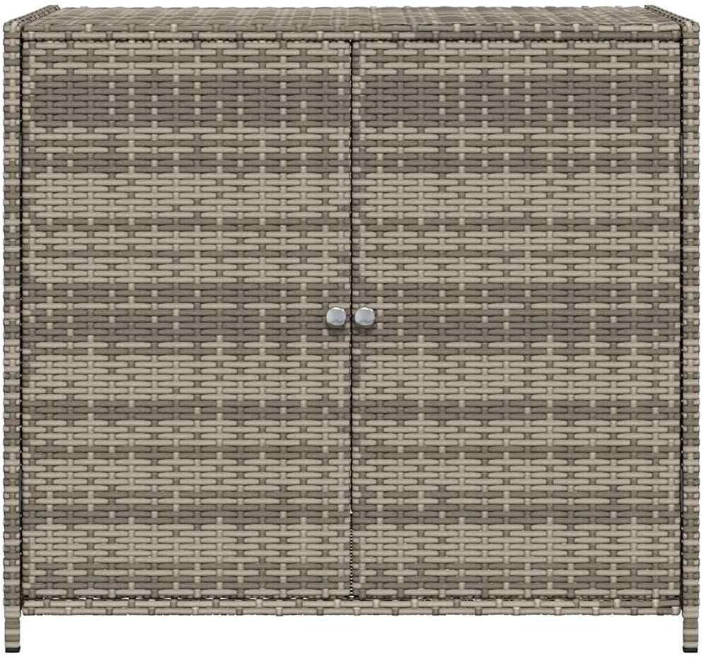 Grey Outdoor Storage Cabinet for Patio and Garden with 4 Shelves, Durable PE Rattan Construction, Weather Resistant Design, Ample Space for Cushions and Supplies