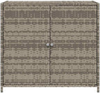 Grey Outdoor Storage Cabinet for Patio and Garden with 4 Shelves, Durable PE Rattan Construction, Weather Resistant Design, Ample Space for Cushions and Supplies