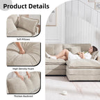 GNIXUU 76.7" Camel Small L Shaped Cloud Couch Loveseat Sofa with Ottoman | Modular Sectional Couches for Small Places, Living Room, Apartment, Studio, Office, Deep Seat, 2 Seater Sofa, Chenille Fabric