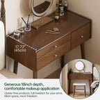 Vanity Desk, Solid Rubberwood Dressing Table, Study Desk and Vanity Table for Bedroom, 18" D x 29" W x 32" H (NO Mirror and NO Stool, only Vanity Desk)
