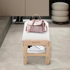 Shoe Bench with Cushion, 2-Tier Bamboo Shoe Rack Bench, Entryway Shoe Storage Organizer with Compartment, Wooden Shoe Storage Bench for Hallway, Living Room, Closet, Bedroom (Burlywood)
