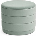 23" Round Velvet Storage Ottoman with Reversible Lid, Soft Padded Footrest and Hidden Storage, Large Upholstere Tray Top Ottoman Footstool for Living Room, Bedroom, Entryway, Sage Green