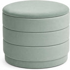 23" Round Velvet Storage Ottoman with Reversible Lid, Soft Padded Footrest and Hidden Storage, Large Upholstere Tray Top Ottoman Footstool for Living Room, Bedroom, Entryway, Sage Green