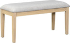 Quarte Farmhouse 78.1inch Extendable Wood Dining Table Set, 6-Piece Kitchen Table Set with Bench and 4 Upholstered Chairs,3.8inch Thick Tabletop and Trestle Legs (01-Natural)
