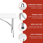 Elevon Folding Table, 6 Feet Heavy Duty Fold-in-Half Utility Table Indoor Outdoor for Camping, Picnic, Party