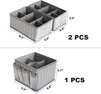 VERONLY Cosmetic Storage Bins Makeup Organizer, Adjustable Multifunction Storage Box Desk Drawer Divider for Makeup Brushes, Bathroom Countertop or Dresser, Set of 3 (Grey)