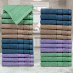 Casa Lino Face Towels & Body Wash Cloths for Showering - 100% Cotton Wash Cloths for Bathroom - Highly Absorbent & Quick Drying Washcloth Set - Cotton Washcloths 24 Pack (12" x 12") - (Multicolor II)