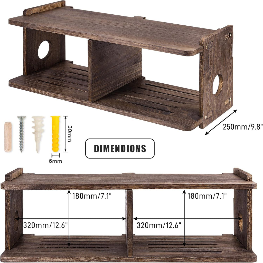 Floating Shelves Projector Shelf Rack PlayStation Wall Mount Holder TV Stand WiFi Router Storage Box Modem Cable Box Cover Hider TV Shelf for Xbox DVD Players Games Consoles TV