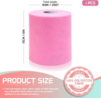 6" x 200 Yards Pink Tulle Fabric Rolls, Pink Spool Tulle Ribbon for DIY Tutu Skirt Wedding Decoration Baby Shower Birthday Party Backdrop Gift Wrapping Bow Craft Supplies