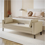 Modern Cloth Bedroom Bench for End of Bed, Modern Upholstered Ottoman Long Entryway for Bathroom Living Room Foyer Indoor Entryway(Beige)
