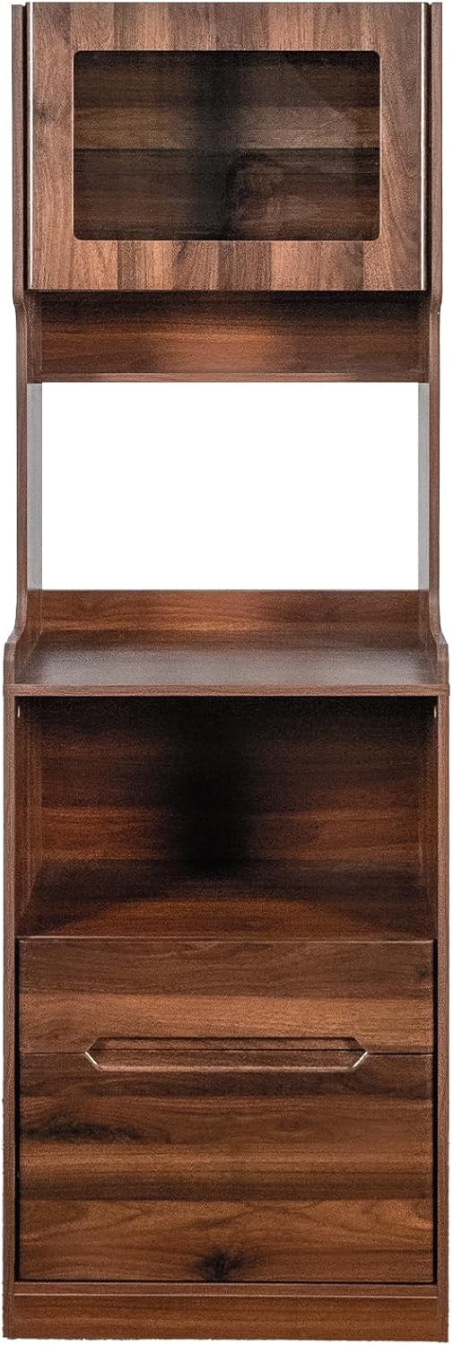 Kitchen Pantry Hutch Cabinet, Farmhouse Kitchen Hutch Buffet Cabinet with 2 Drawers and Shelves, Sideboard Buffet Cabinet with Microwave Stand for Dining Room, Kitchen
