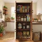 DIYART 71" Tall Kitchen Pantry Cabinet, Freestanding Food Storage Organizer with Doors & Adjustable Shelves, Large Utility Hutch Cupboard for Dining Room, Kitchen & Home Office, Rustic Brown