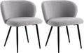 Modern Teddy Dining Chairs Set of 2, Comfy Kitchen Armless Chairs with Thick Cushions, Wingback Chair, Upholstered Dining Room Chairs with Metal Legs for Dining, Living Room, Grey