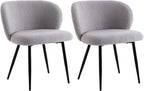Modern Teddy Dining Chairs Set of 2, Comfy Kitchen Armless Chairs with Thick Cushions, Wingback Chair, Upholstered Dining Room Chairs with Metal Legs for Dining, Living Room, Grey