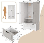 ANCTOR 71" Wooden Armoire Wardrobe Closet with 2 Drawers & Hanging Rod | Freestanding Clothing Storage Cabinet with 2 Doors and Shelves, White