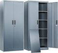 BESFUR Metal Storage Cabinet with 2 Doors and 4 Adjustable Shelves Garage Storage Cabinet with Lock 71" Office Storage Cabinets Locking Cabinets for Garage Office Shop Home (Gray)