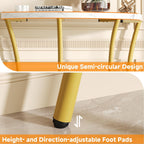 39.4" Console Table with Half Moon Wood Shelves, 2 Tier Modern Entryway Table with Curved Metal Frames, Narrow Sofa Couch Table for Hallway, Entrance, Living Room, Foyer, White Marble & Gold