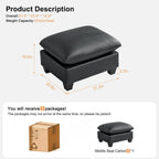 31.5" Faux Leather Large Square Ottoman, Oversized Upholstered Footrest for Living Room, Bedroom, Entryway, Black