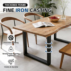 Industrial Solid Wood Dining Table,2" Solid Wood Top,Live Edge Style Kitchen Table for 4-8 People,Farmhouse Dining Room Table for Home, Restaurant or Coffee Shop