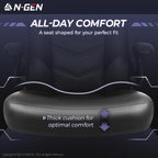 N-GEN Gaming Gaming Chair, Lumbar, PU Leather, Flip-Up Arms, Jet Black | Ergonomic High-Back Design, Adjustable Height with 360° Swivel Wheels, Comfortable Computer Desk Seating for Office and Home