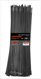 8 Inch Zip Ties Double Sided Toothed,65LBS Tensile Strength Heavy Duty Cable Wire Ties With Self-Locking Adjustable More Durable Nylon Tie Wraps for Indoor Outdoor（100 Pack）