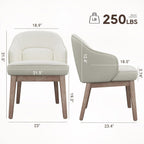 MALOL Dining Chairs Set of 6 with Lumbar Support,Fabric Upholstered Kitchen Chairs with Wooden Legs,Beige