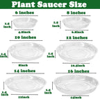 20 Packs 8 Inches Clear Plant Saucers for Indoor Outdoor Use Heavy Duty Plastic Plant Trays for Planter Bulk Flower Pot Drip Trays to Catch Water, 4 to 20 Inch, Round Transparent