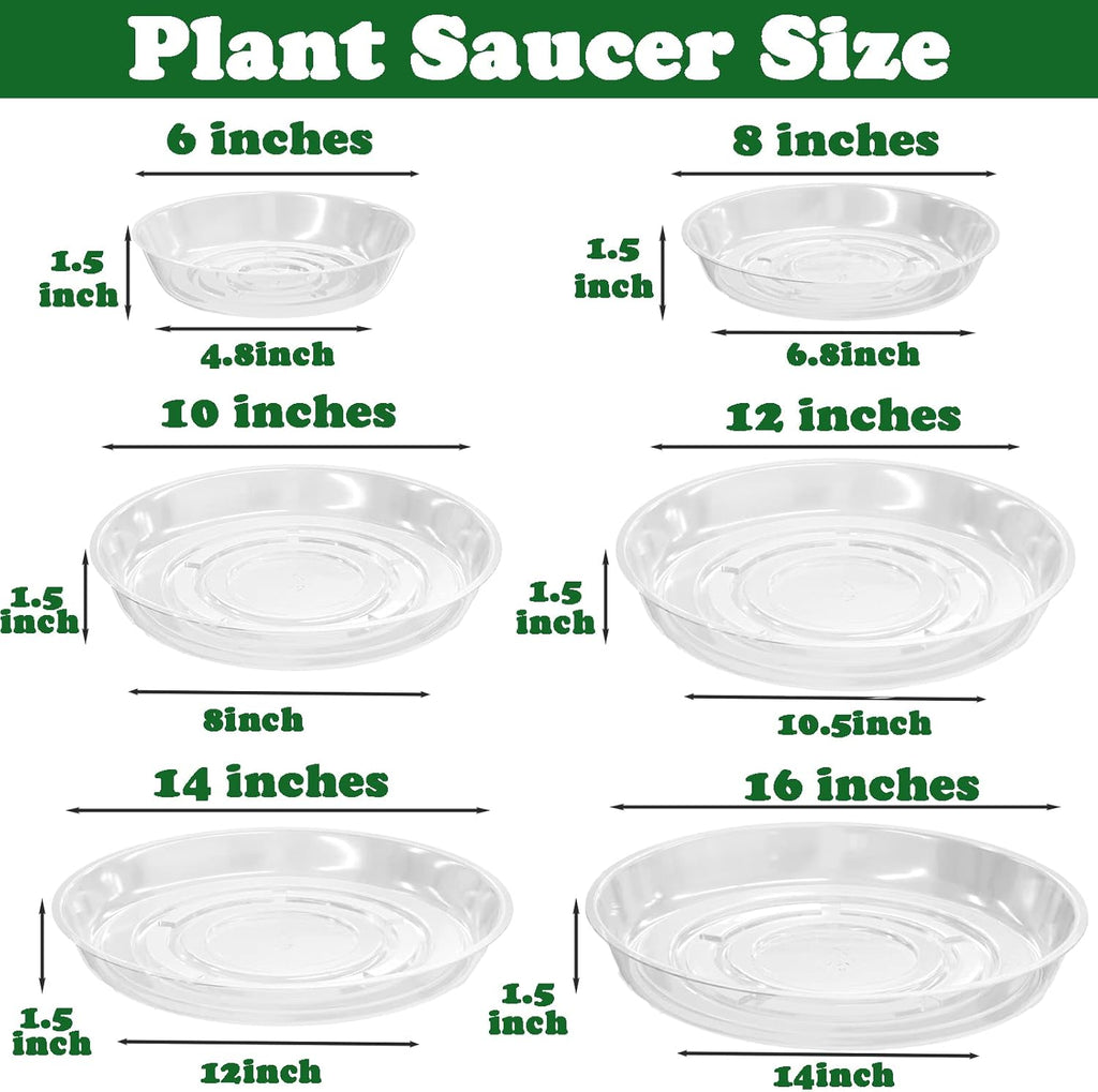 9 Packs 12 Inches Large Clear Plant Saucers for Indoor Outdoor Use Heavy Duty Plastic Plant Trays for Planter Flower Pot Drip Trays to Catch Water, 4 to 20 Inch, Round Transparent