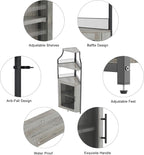 GAOMON Corner Bar Cabinet with LED Strip and Glass Holder, Industrial Wine Cabinet with Adjustble Shelf, 5-Tiers Liquor Cabinet Bar Cabinet for Home, Corner Display Cabinet for Small Space,Grey