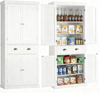 KIGOTY 72" Tall Kitchen Pantry Cabinet with Drawer and 4 Adjustable Shelves, Freestanding Pantry Storage Cabinets, Wood Cupboard Pantry Cabinet for Kitchen, Dining Room, Living Room, Off White