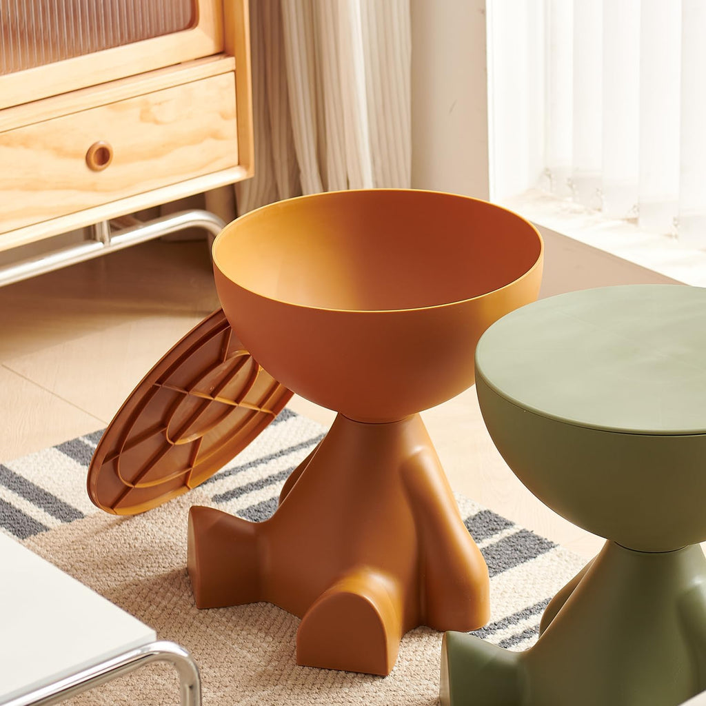 Circle Side Table, Round Modern End Table, Waterproof & Durable, Small Coffee Table for Living Room, Bedroom, Bedside, Versatile Accent Table - Orange
