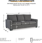 Signature Design by Ashley Rannis Queen Sleeper Sofa, Pewter Pull Out Couch | Pewter gray polyester chenille, Includes 4 in queen memory foam mattress, Space-saving 3-seater profile for living rooms