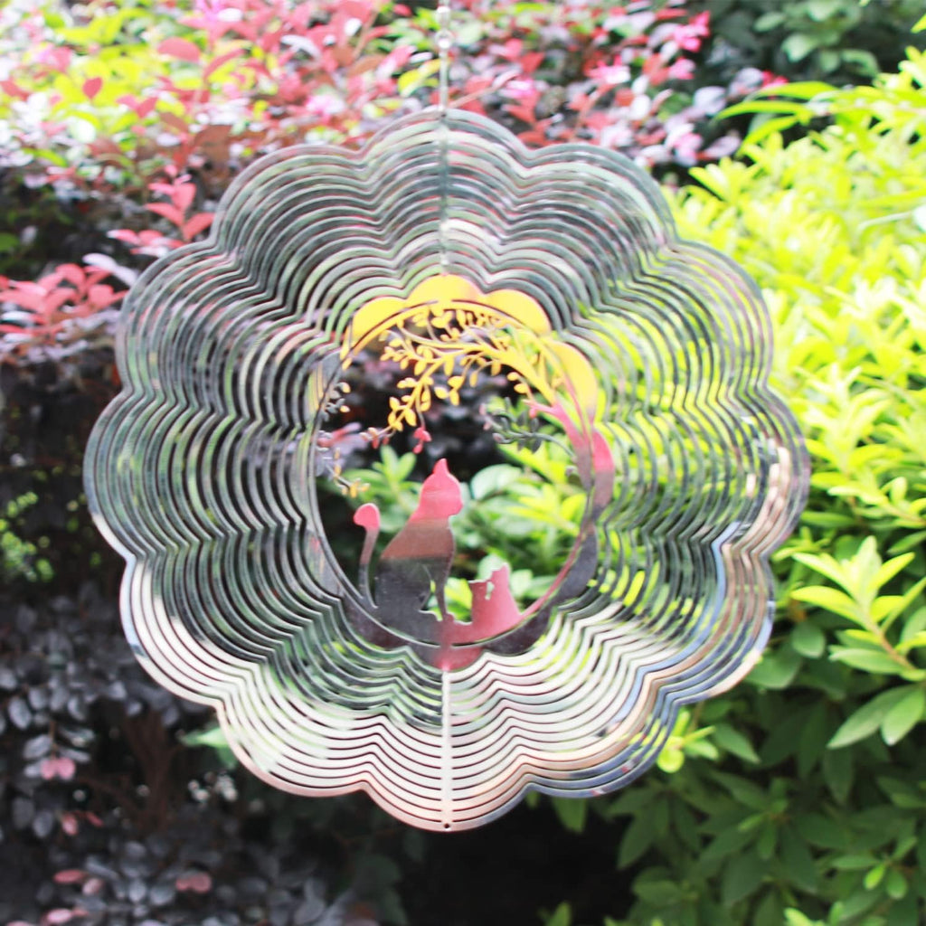 SPRING SONG Cat 3D Kinetic Wind Spinner for Yard and Garden Mirrored Stainless Steel Spinner Indoor and Outdoor Hanging Decor Crafts Ornament Gifts Kinetic Art Yard Garden Hanging Wind Spinner